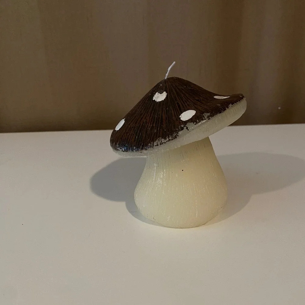 Mushroom‎ Candle Woodland Decor Brown White Cute Quirky Decorative Candles